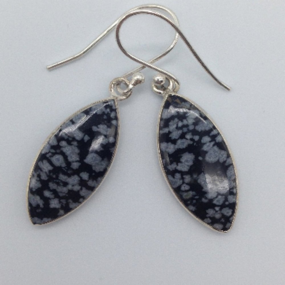 Snowflake Obsidian Crystals Solid Sterling Silver - image 1